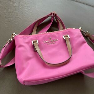 Kate Spade nylon hot pink “Barbie Tote” with shoulder strap like new